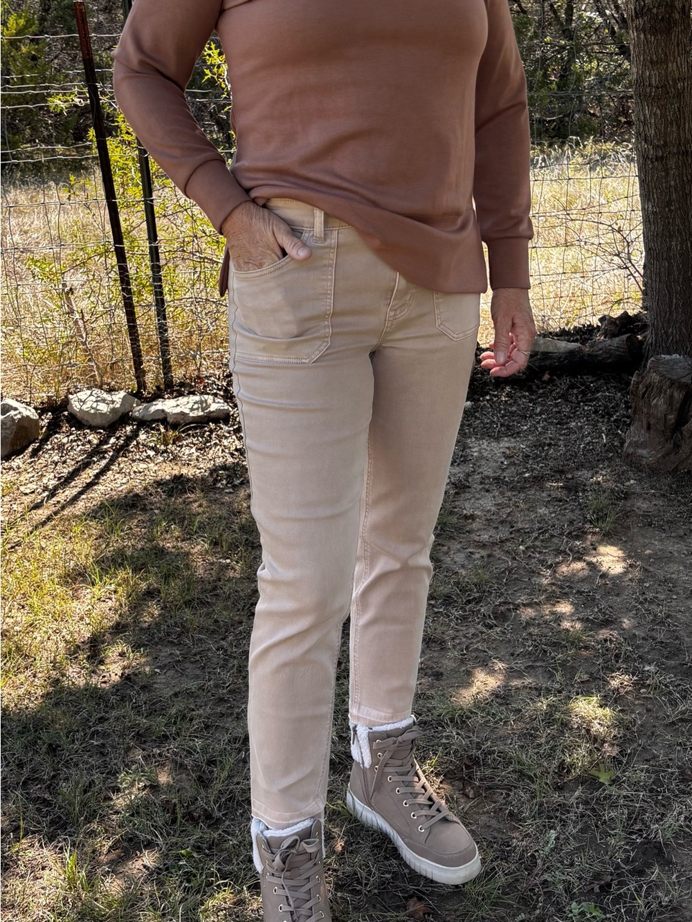 Maurices Cropped Slim Jeans in Light Beige